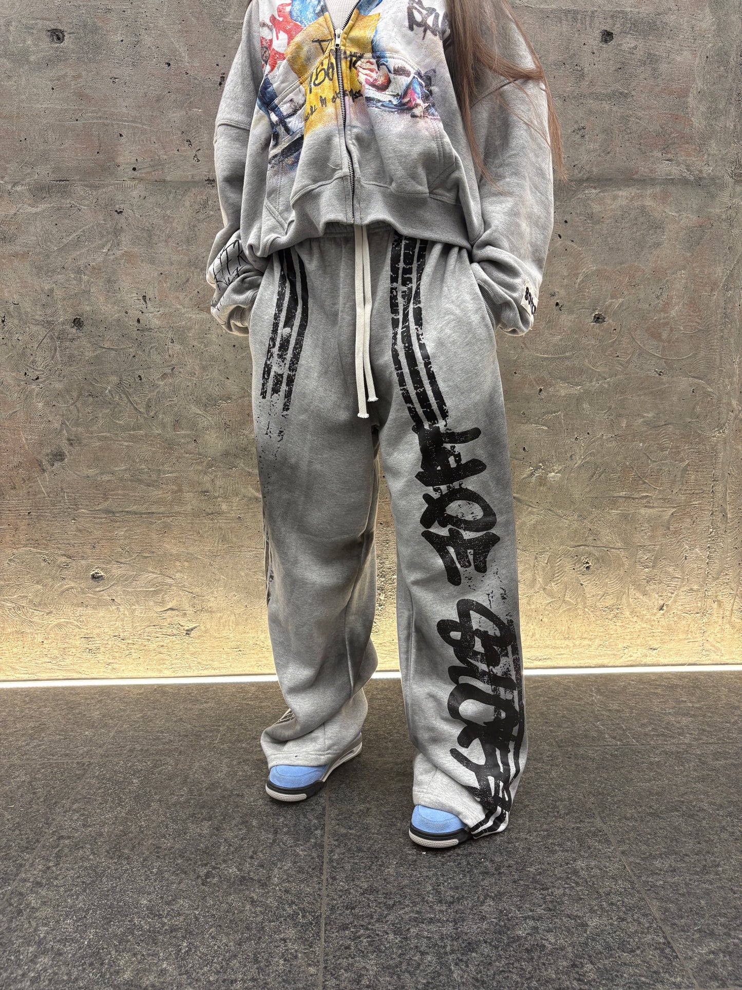 “Life sucks“double layer sweatpants dirty wash