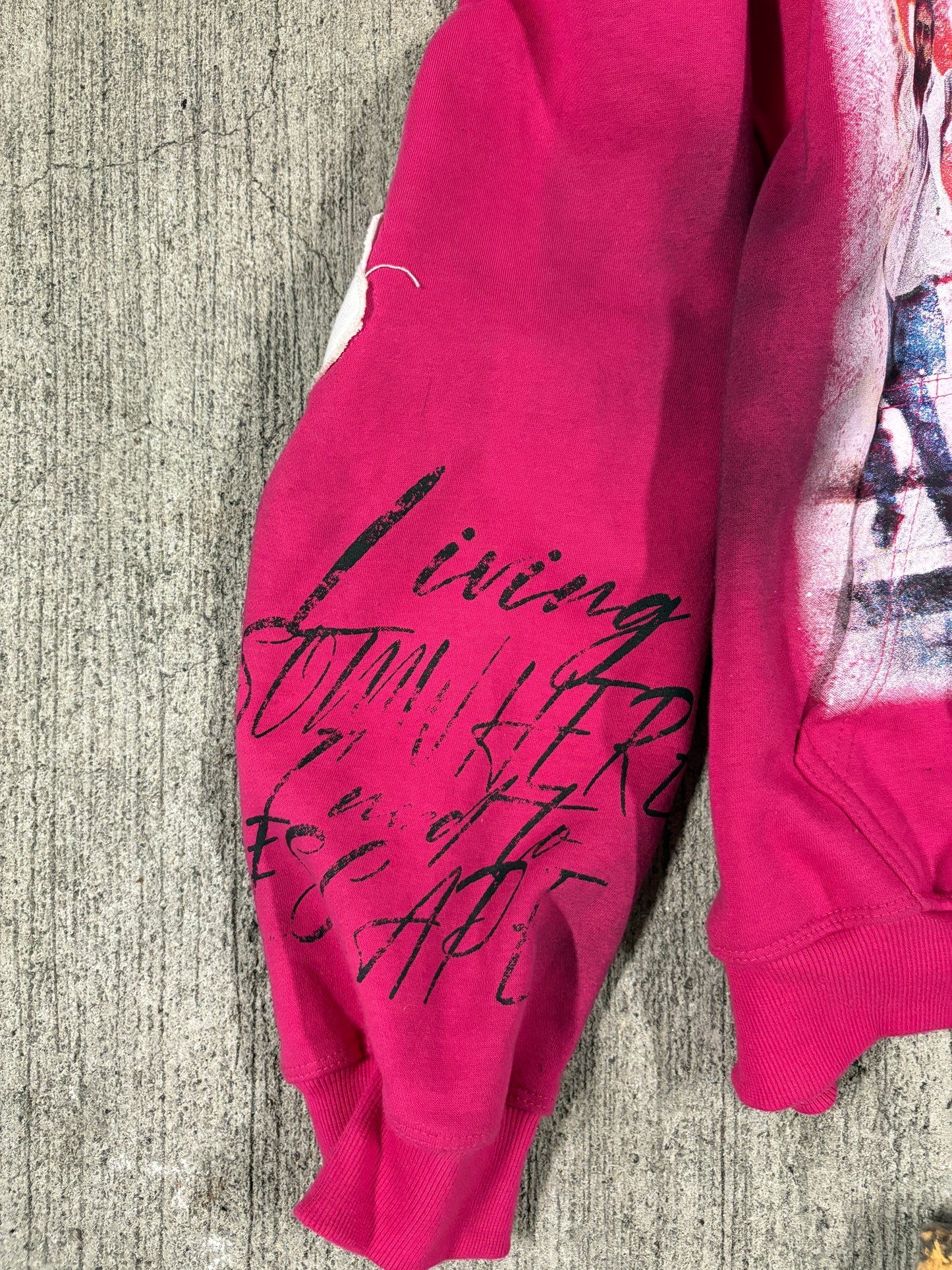 “Life sucks”distressed zip up