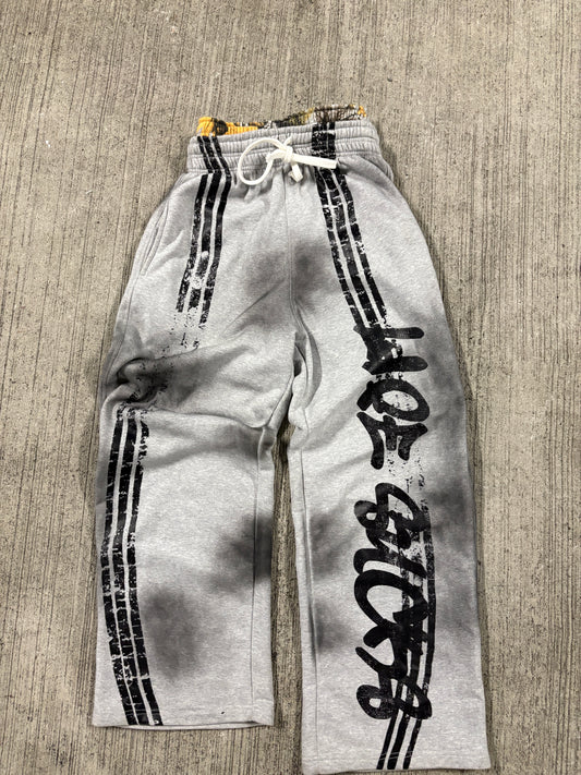 “Life sucks“double layer sweatpants  dirty wash